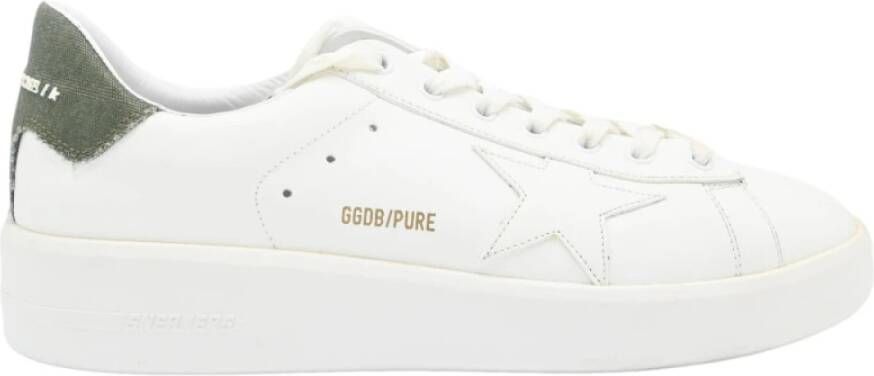 Golden Goose Purestar Leren Canvas Sneakers Wit Groen White Heren