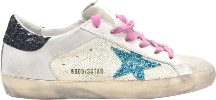 Golden Goose Python Glitter Sneakers Wit Zwart Blauw Multicolor Dames