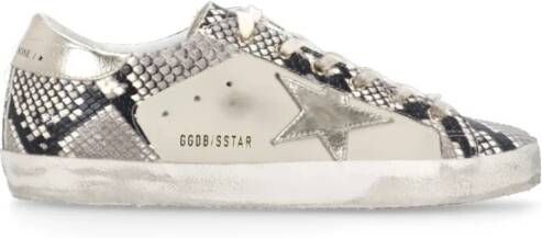 Golden Goose Python Patroon Leren Sneakers Grijs Gray Dames