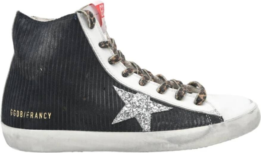 Golden Goose Ribfluweel Zwart Wit Zilver Sneakers Black Dames