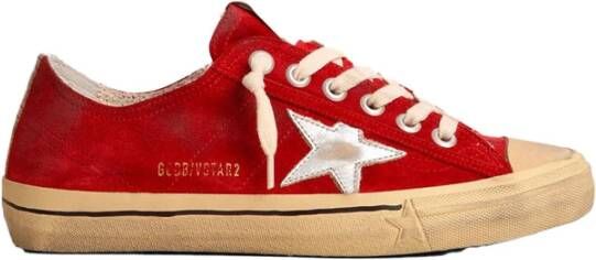 Golden Goose Rode Suède V-Star met Zilveren Ster en Hiel Red Heren