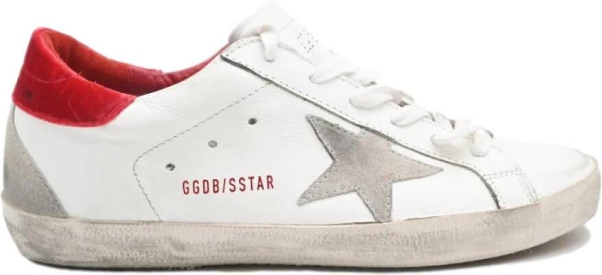 Golden Goose Rood Velvet Cream Sole Sneakers White Dames