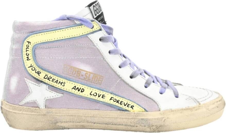 Golden Goose Roze Canvas Leren Sneakers Lila Veters Multicolor Dames