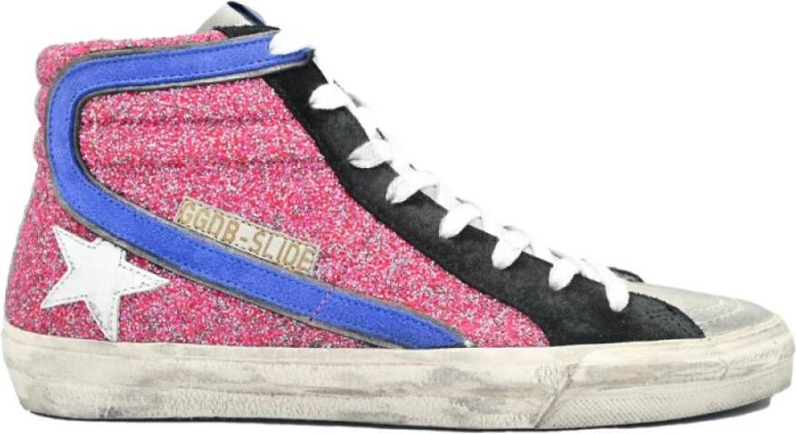 Golden Goose Roze Glitter Witte Ster Blauwe Golf Sneakers Multicolor Dames