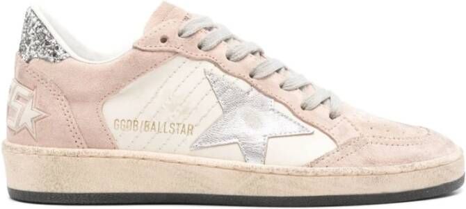 Golden Goose Roze Suède Ster Patch Sneakers Beige Dames