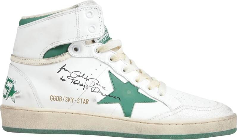 Golden Goose Scheur Teen Leren Bovenkant Ster Nylon White Heren