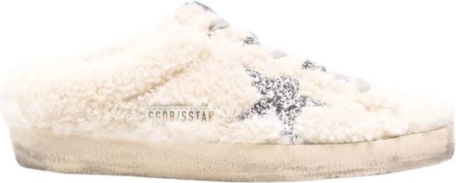 Golden Goose Shearling Glitter Star Sabot Sneakers Beige Dames