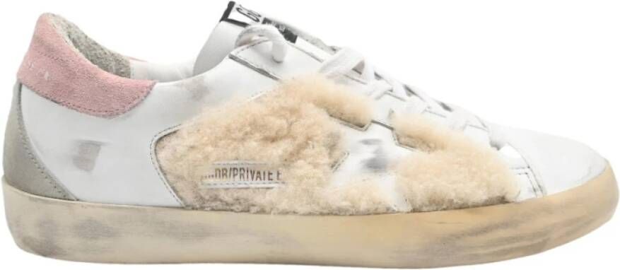 Golden Goose Shearling Leren Sneakers Wit Roze Multicolor Dames