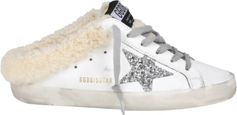 Golden Goose Shearling Leren Star Mules Wit Dames