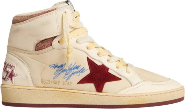 Golden Goose Sky-Star Beige Granaatappel Rood Sneakers Beige Heren