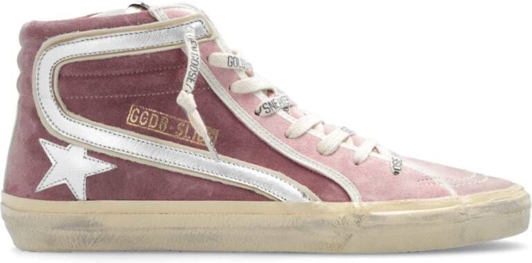 Golden Goose Slide Suède met Gelamineerde Ster Purple Dames