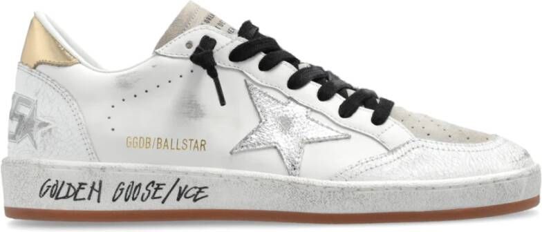 Golden Goose Zilveren Leren Sneakers Wit Zwart White Dames