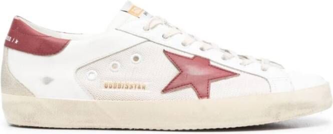 Golden Goose Witte en bruine kalfsleren Super Star sneakers White Heren