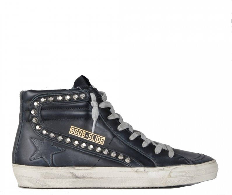 Golden Goose Zwarte Leren Distressed Studded Sneakers Black Dames