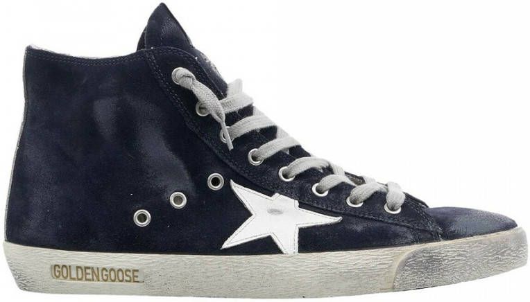 Golden Goose Marineblauwe Ster Witte Fancy Suède Laars Zwart