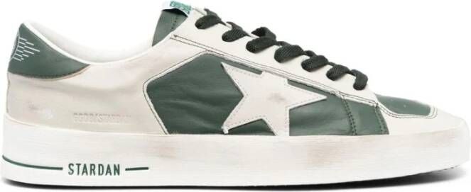 Golden Goose Witte en groene Stardan leren sneakers Multicolor Heren