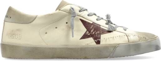 Golden Goose Sneakers Super-Star Met Lijst Gedrukte Ster Geborduurd Beige Heren