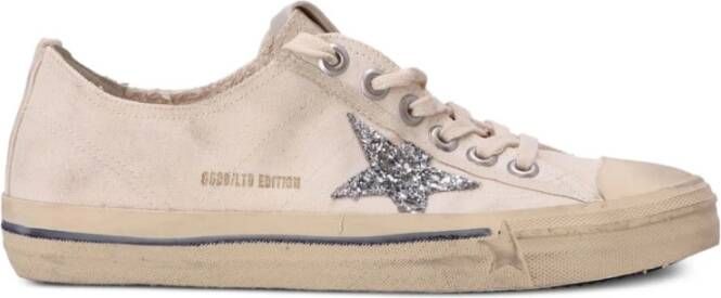 Golden Goose Sneakers van verweven canvas met glitterdetails Beige Dames