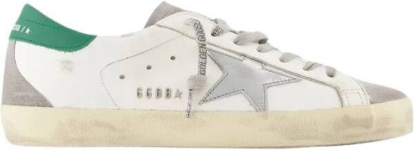 Golden Goose Witte Leren Superstar Sneakers met Groene Hak White Heren