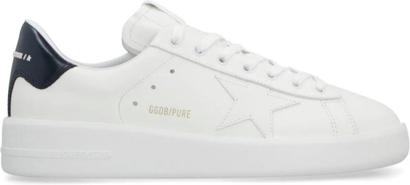 Golden Goose Witte Blauwe Pure Star Leren Bovenkant en Glanzende Leren Hak Wit Heren