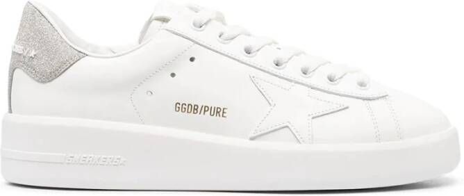 Golden Goose Witte Leren Sneakers met Glitterhak White Dames