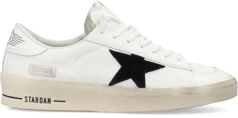 Golden Goose Witte mesh homme met zwarte suède ster White Heren