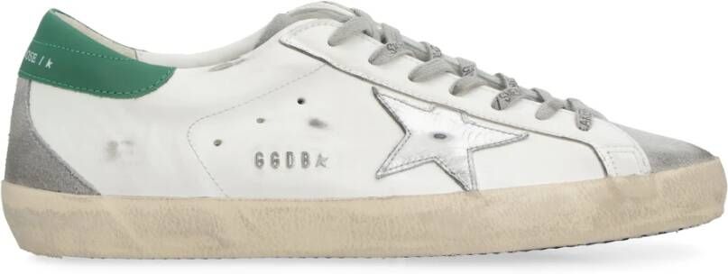 Golden Goose Witte Leren Superstar Sneakers met Groene Hak White Heren