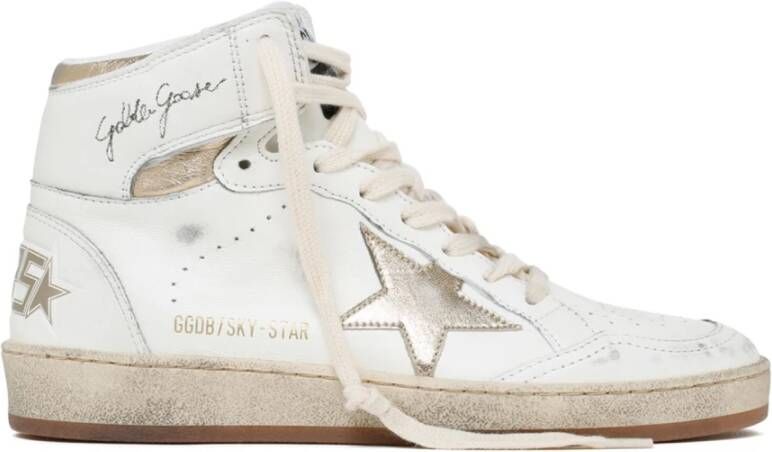 Golden Goose Sky Star Sneakers Gladde Kalfsleer Ronde Neus White Dames