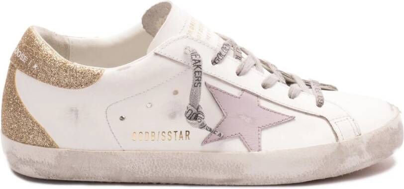 Golden Goose Platina Glitter Hiel Leren Sneakers White Dames