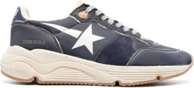 Golden Goose Blauwe Suède Hardloopsneakers met Handtekening Sterpatch Blue Heren