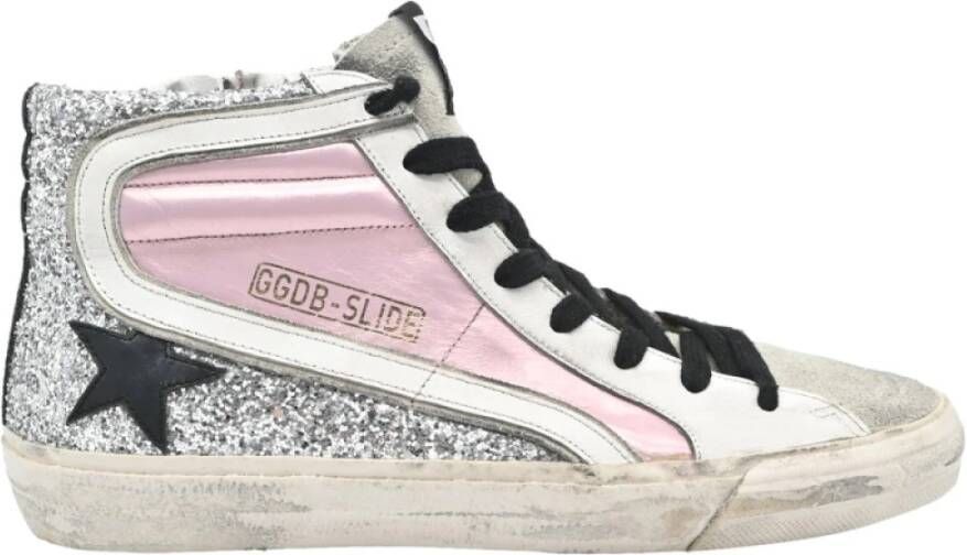 Golden Goose Suède Slide Sneakers Zalmroze Wit Zwart Multicolor Dames