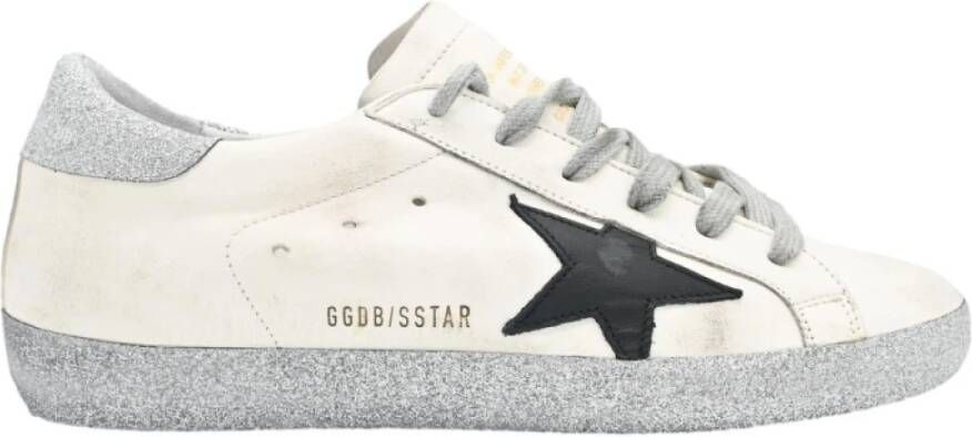 Golden Goose Superstar Cream Black Silver Glitter Sneakers White Dames