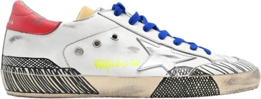 Golden Goose Superstar Leren Sneakers Wit Rood Zwart Multicolor Heren