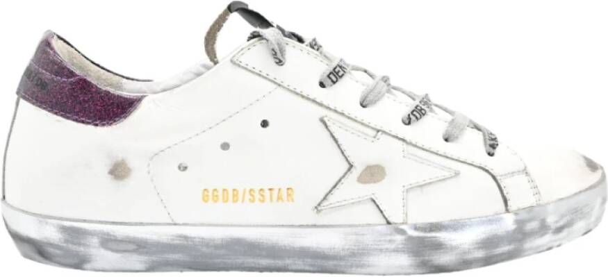 Golden Goose Superstar White and Back Violet Sneakers White Dames