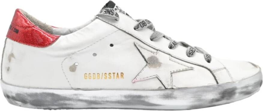 Golden Goose Superstar White and Red Sneakers White Dames