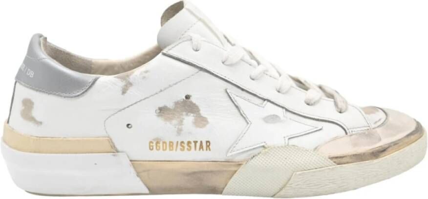 Golden Goose Superstar White and Silver Sneakers White Dames