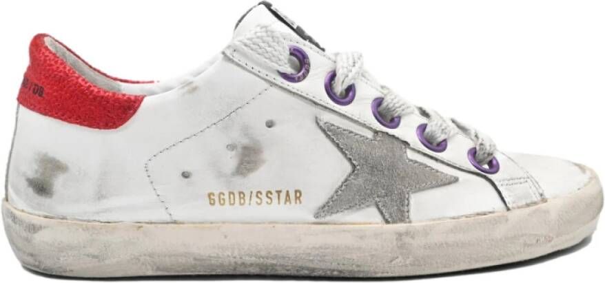 Golden Goose Superstar White Grey Star Red Sneakers White Dames