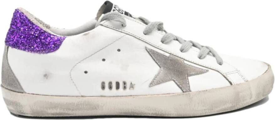 Golden Goose Superstar Wit Grijs Ster Paarse Glitter White Dames