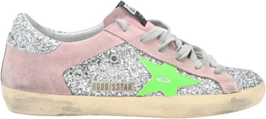 Golden Goose Superstar Zilver Glitter Groen Fluo Roze Multicolor Dames