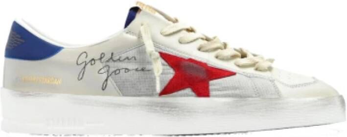 Golden Goose Textielsneakers met leren details Gray Heren