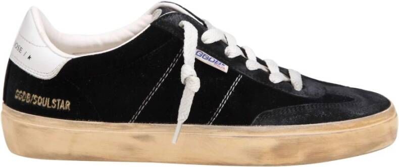 Golden Goose Velvet Suede Zwarte Sneakers Ronde Tip Black Dames