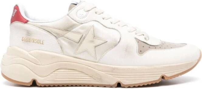 Golden Goose Verweerde Leren Platte Schoenen White Heren