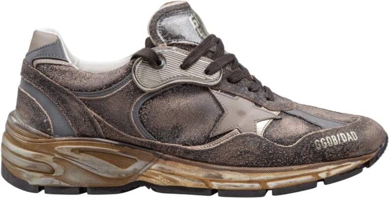 Golden Goose Versleten Veterschoenen met Rubberen Zool Brown Heren