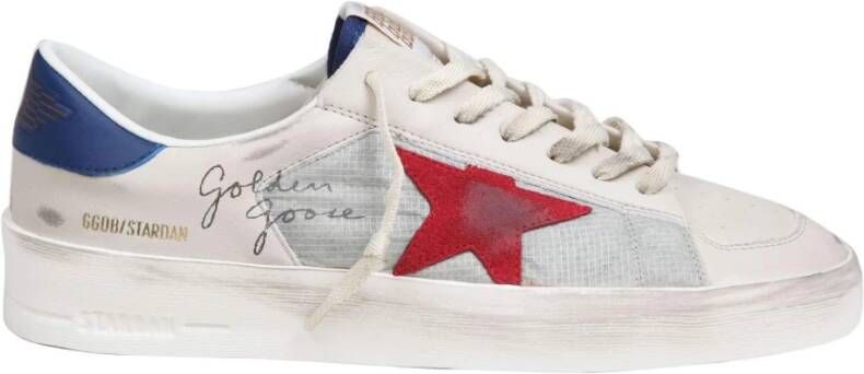 Golden Goose Vintage Stardan Leren Sneakers Wit Blauw Rood White Heren