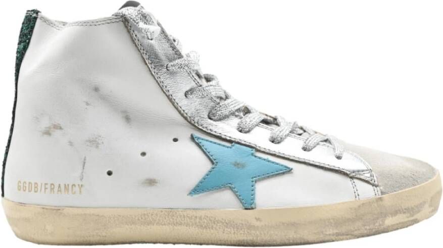 Golden Goose Wit Blauw Glitter Sneakers White Dames