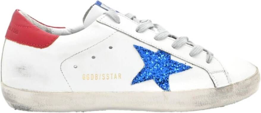 Golden Goose Wit Blauwe Ster Glitter Sneakers White Dames