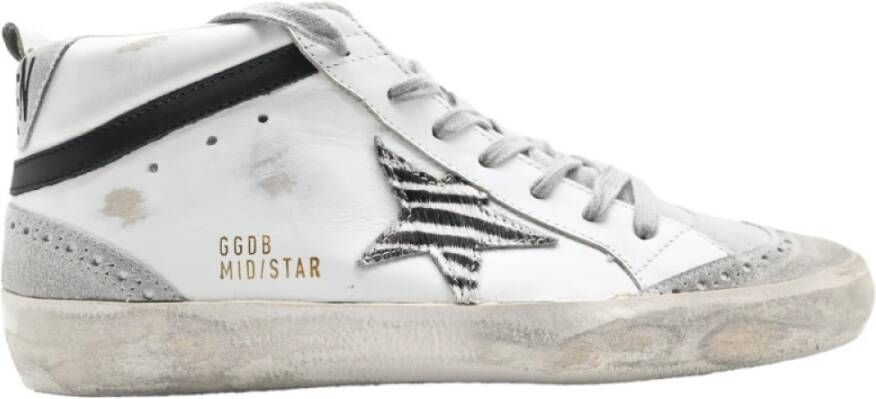 Golden Goose Wit Grijs Zebra Mid Star Sneakers White Heren