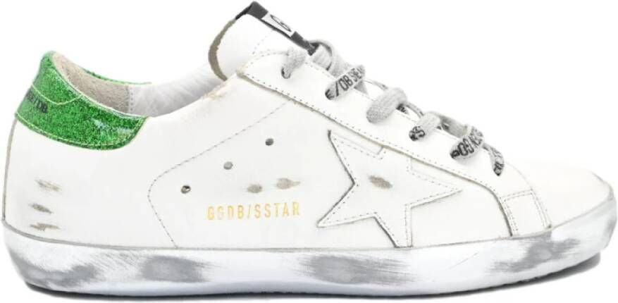 Golden Goose Wit Groen Glitter Sneakers Superstar Stijl White Dames