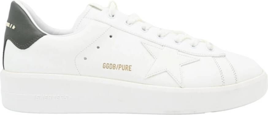 Golden Goose Wit Groen Purestar Leren Sneakers White Heren