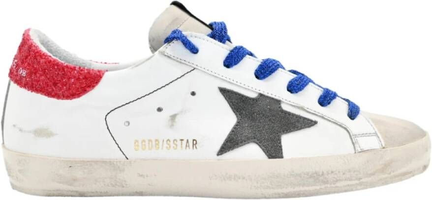 Golden Goose Wit Koraal Rood Glitter Sneakers White Dames